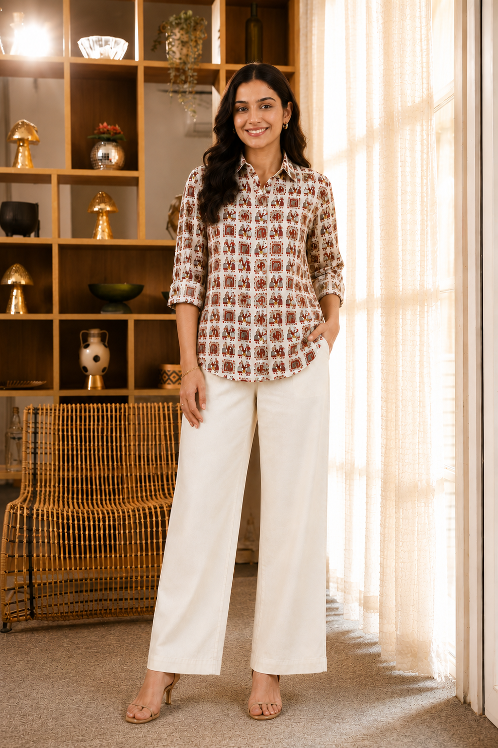 Rajika Cotton Printed Shirt — Relaxed Fit Full Sleeve Shirt